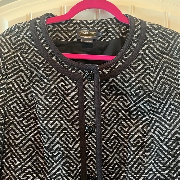 Pendleton 100% cotton all over geometric work career professional blazer size 16 - Picture 3 of 13